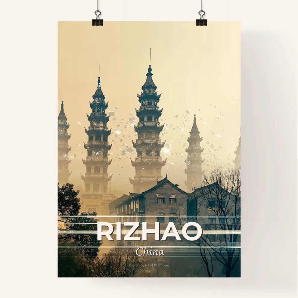 Rizhao Skyline Double Exposure Art Poster Poster