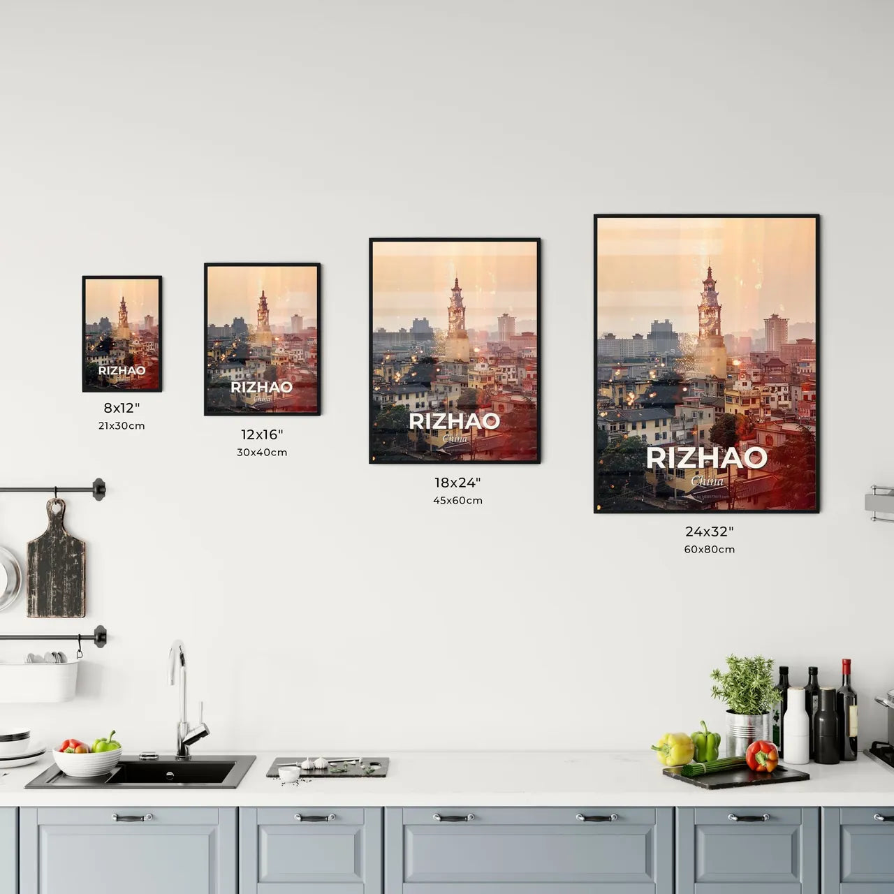Rizhao Skyline Double Exposure Art Print Office Art