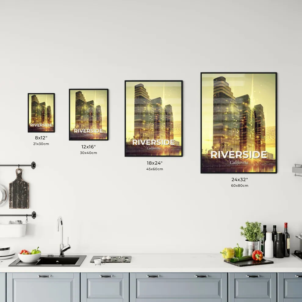 Riverside City Skyline Twilight Panorama Office Art