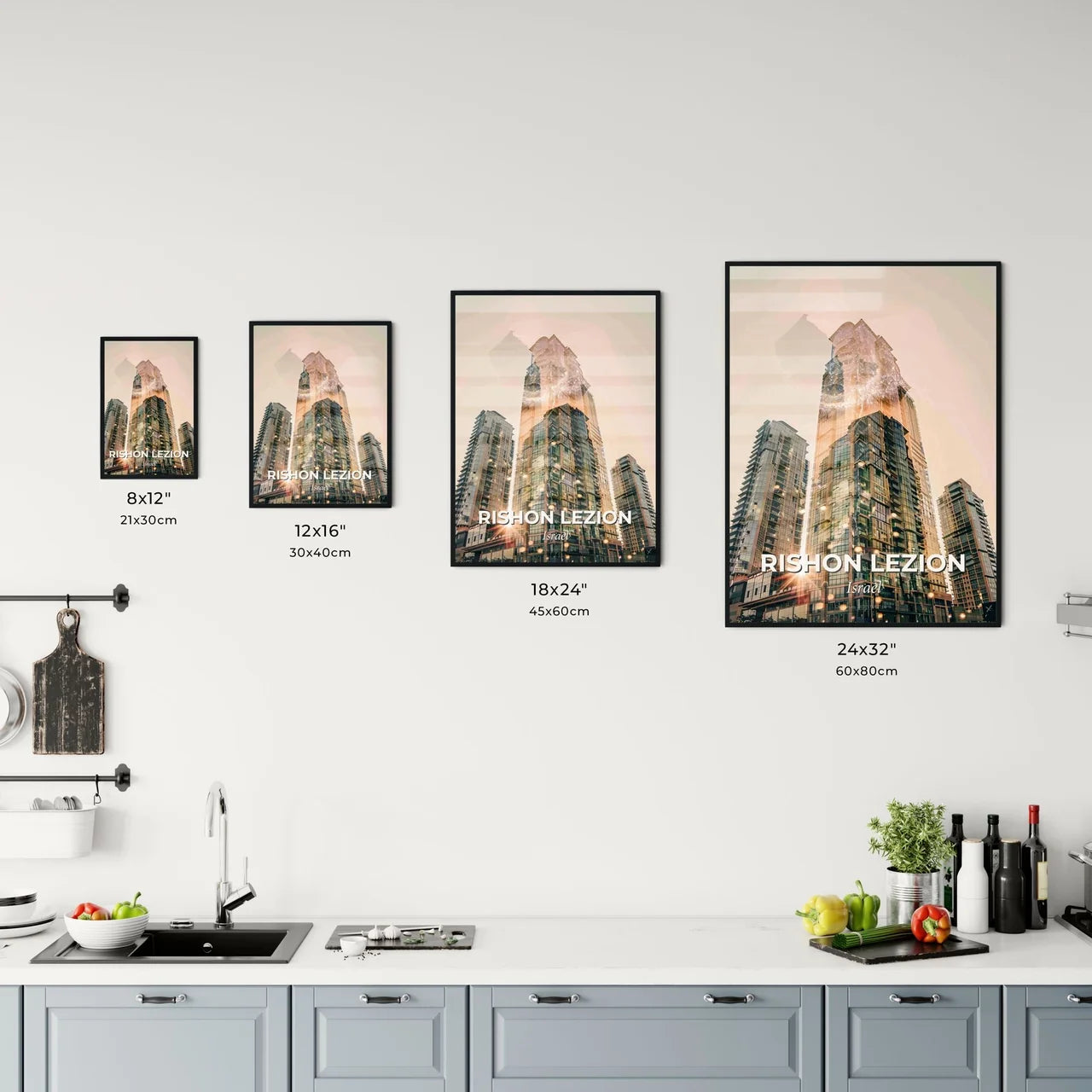 Rishon LeZion Skyline Double Exposure Poster Art Office Art