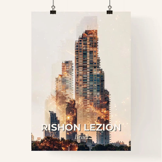 Rishon LeZion Skyline Composite Art Poster