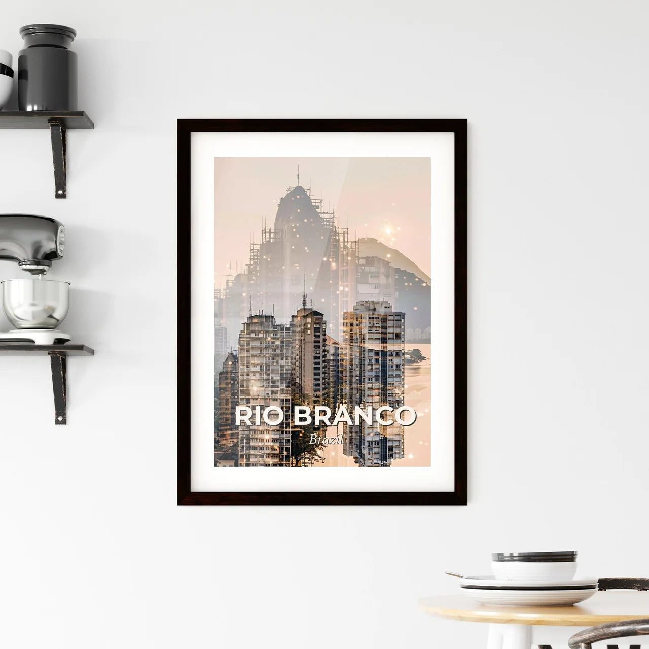 Rio Branco City Skyline Composite Art Poster Framed Print