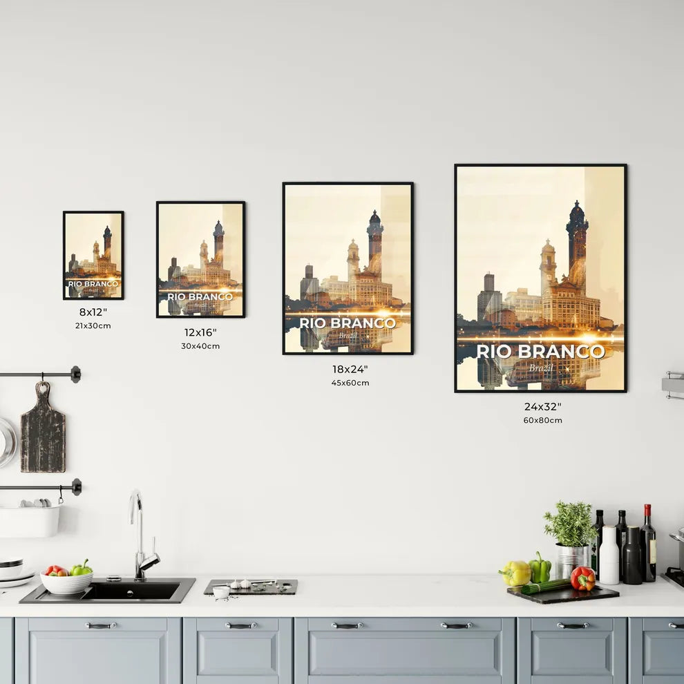 Rio Branco Skyline Beige Composite Print Office Art