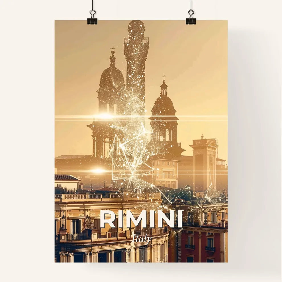 Rimini: A Golden City Skyline Composite Poster