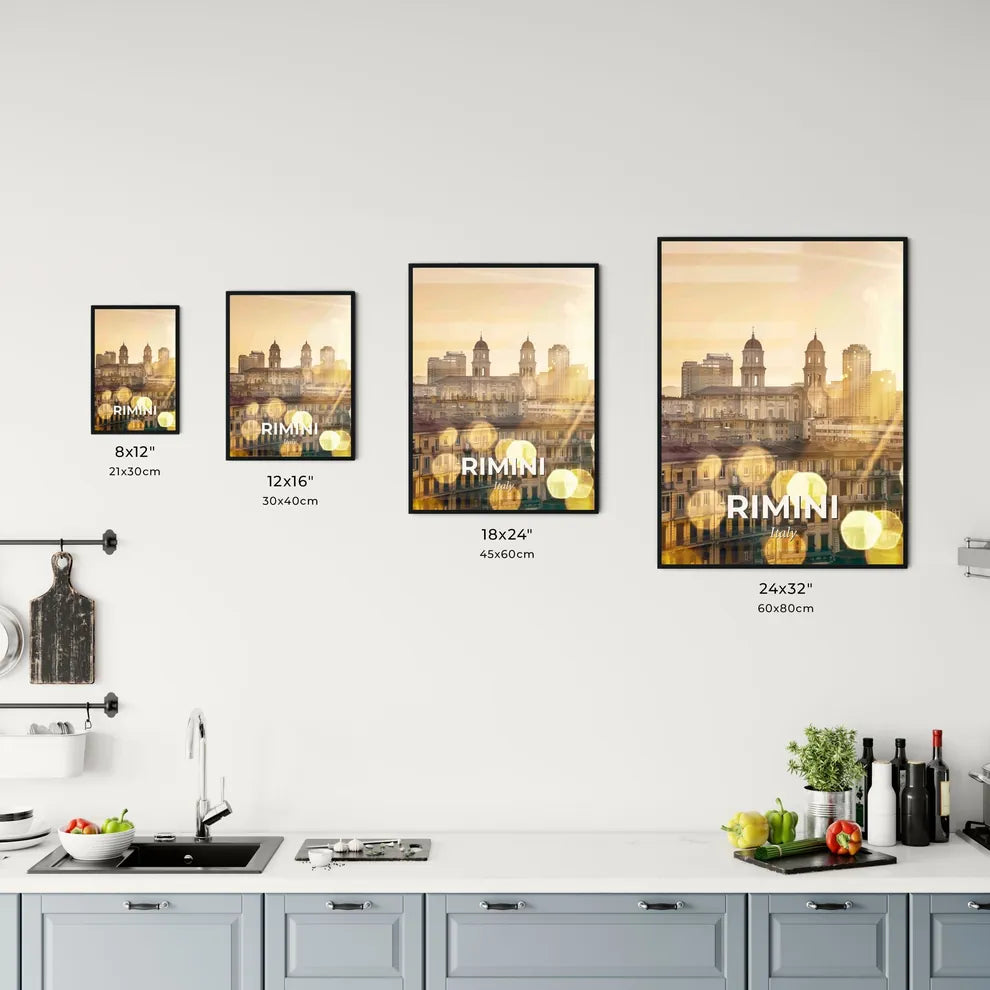 Rimini City Sunset Sparkles Poster Art Office Art