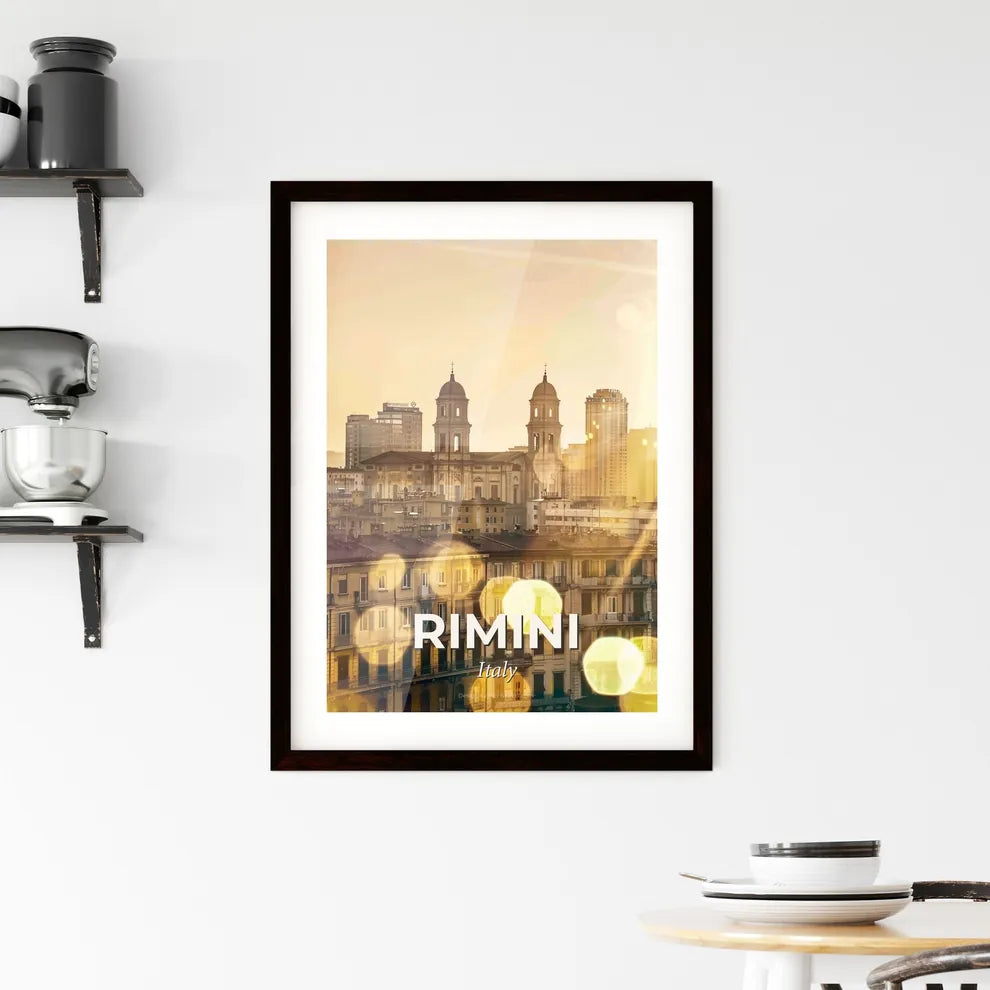 Rimini City Sunset Sparkles Poster Art Framed Print