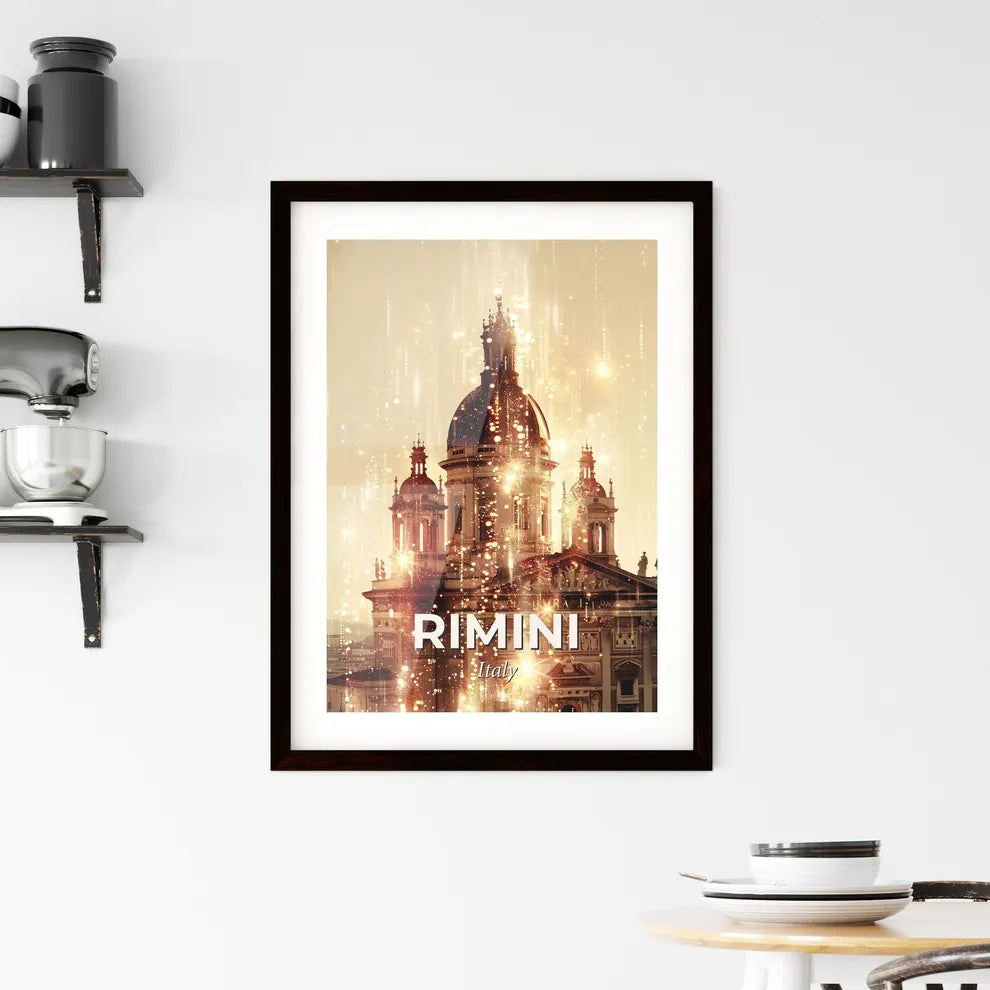 Rimini City Skyline Vintage Poster Art Framed Print