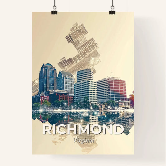 Richmond City Skyline Double Exposure Art Print Poster