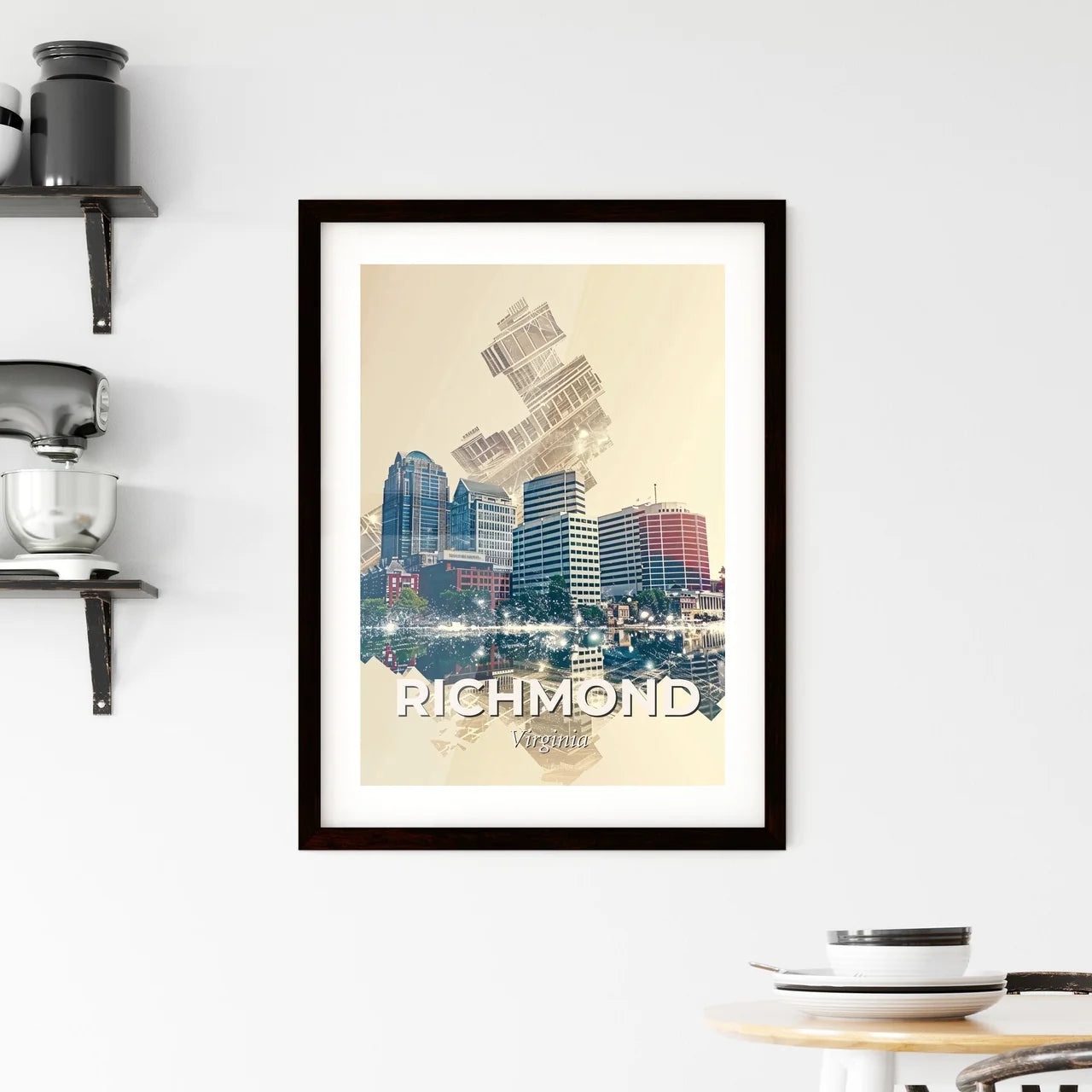 Richmond City Skyline Double Exposure Art Print Framed Print