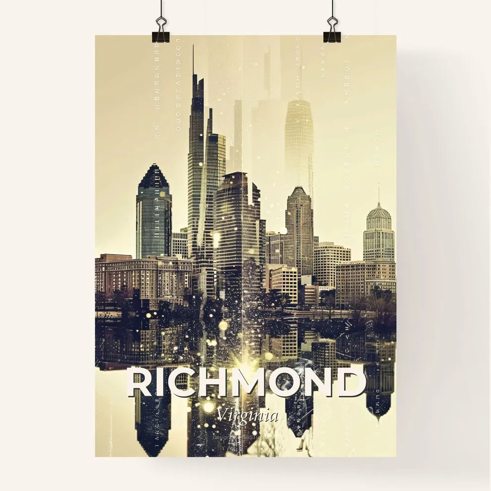 Richmond Skyline Double Exposure Art Poster Poster
