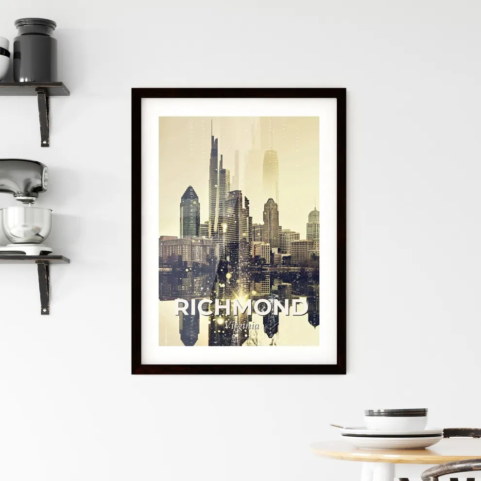 Richmond Skyline Double Exposure Art Poster Framed Print