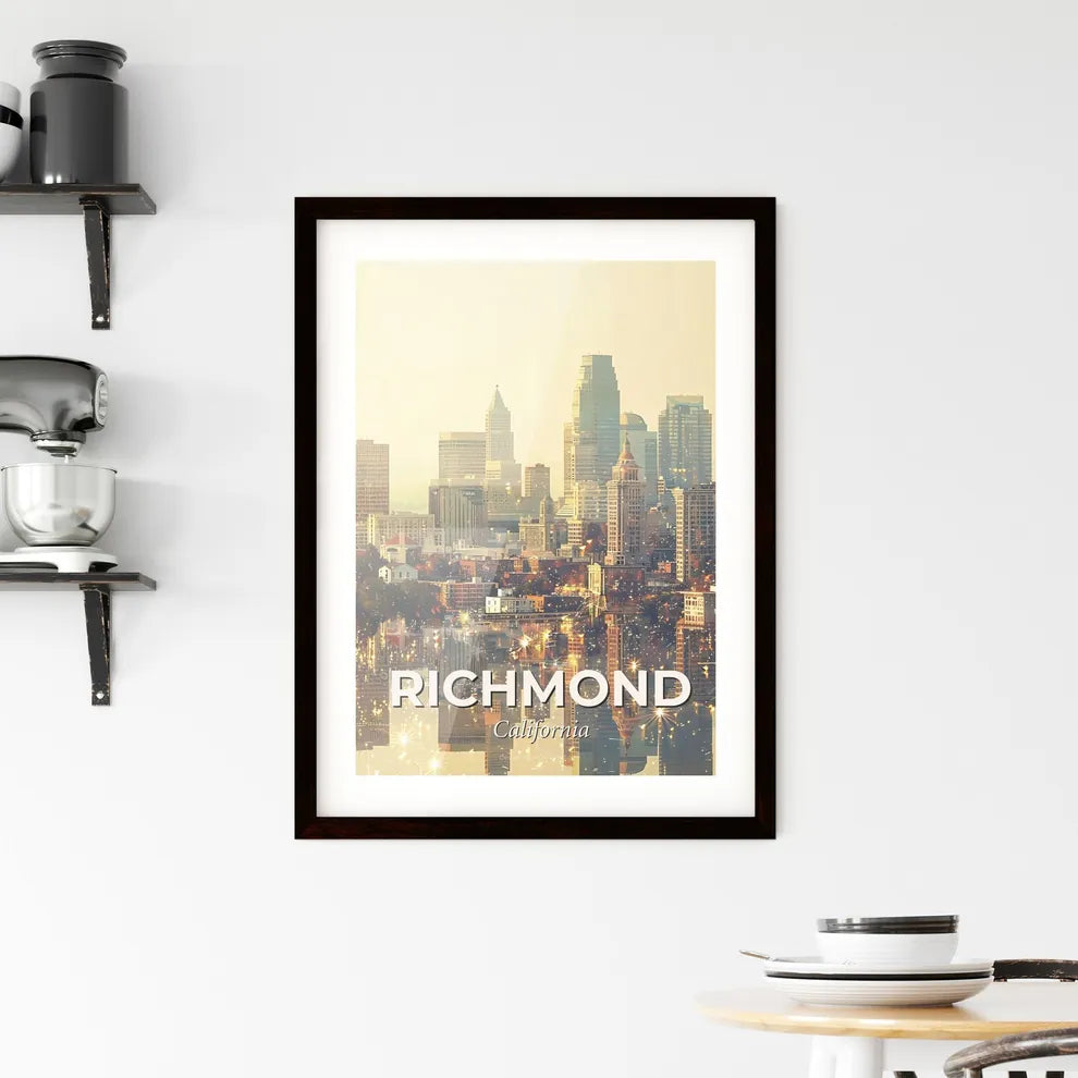 Richmond City Skyline Composite Art Poster Framed Print