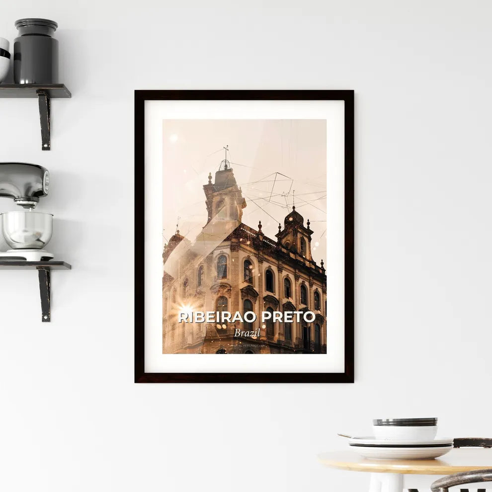 Ribeirao Preto City Skyline Double Exposure Poster Framed Print