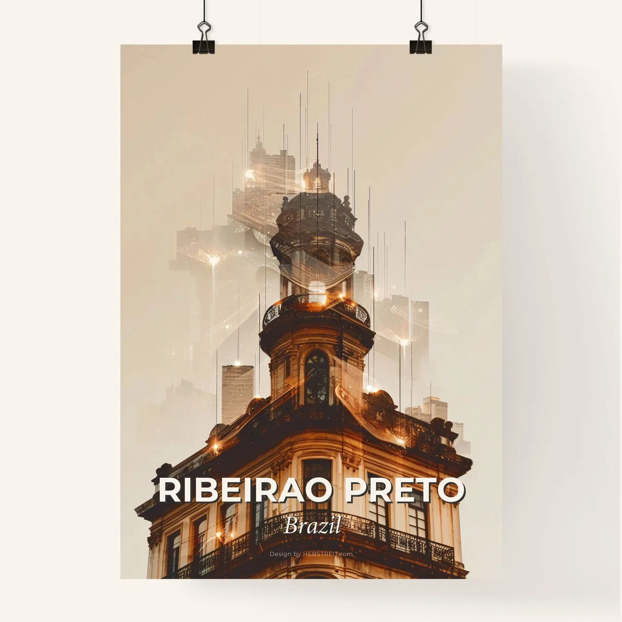 Ribeirao Preto Skyline Double Exposure Symphony Poster