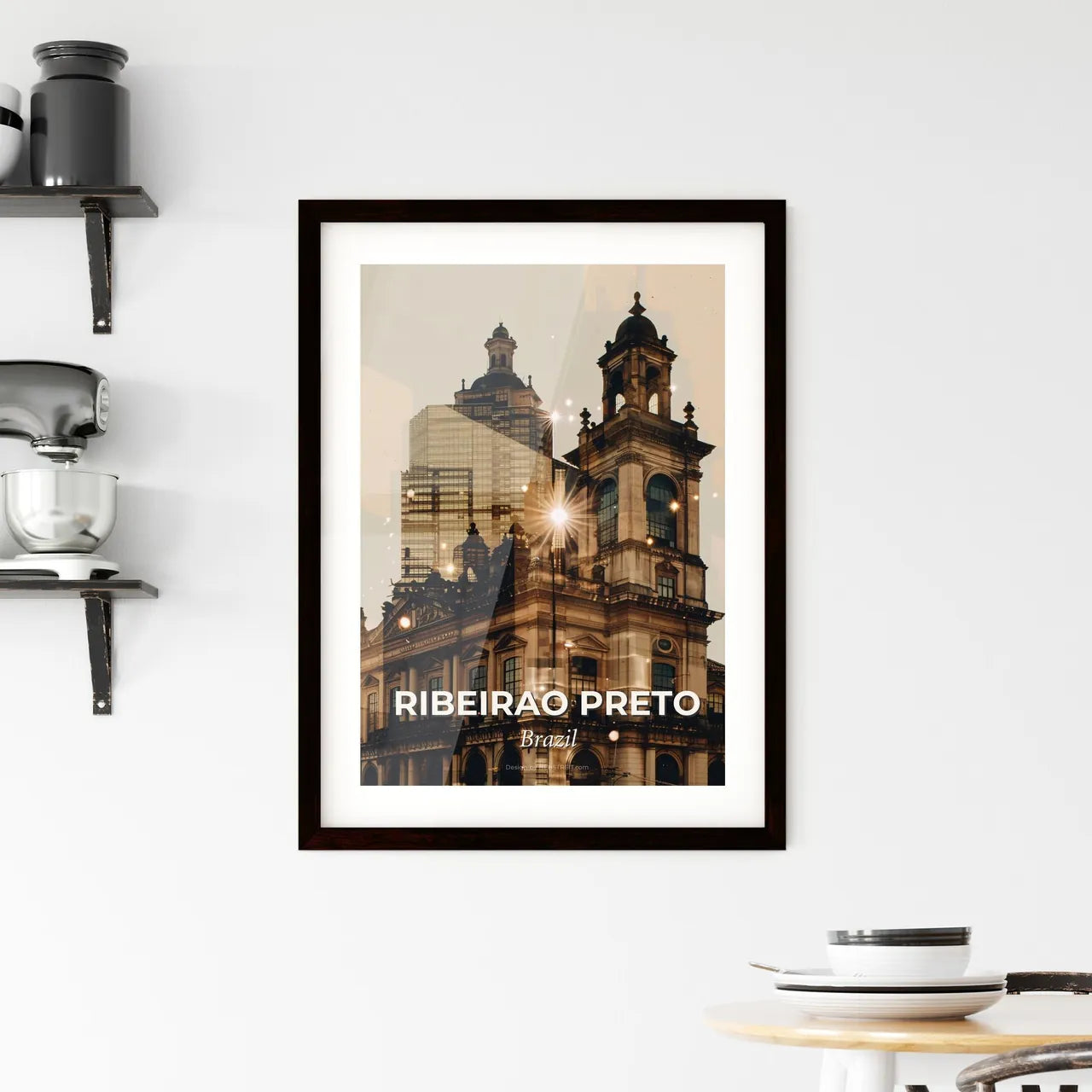 Ribeirao Preto City Skyline with Local Landmarks Framed Print