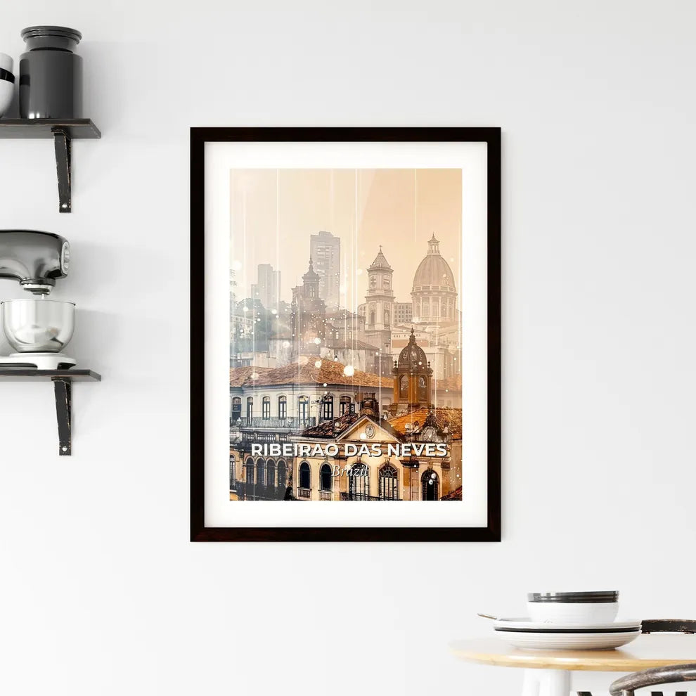 Ribeirao das Neves: Skyline and Architecture Double Exposure Framed Print