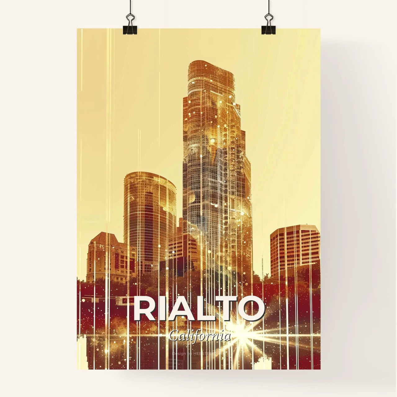Rialto City Skyline Memories Composite Art Poster Poster