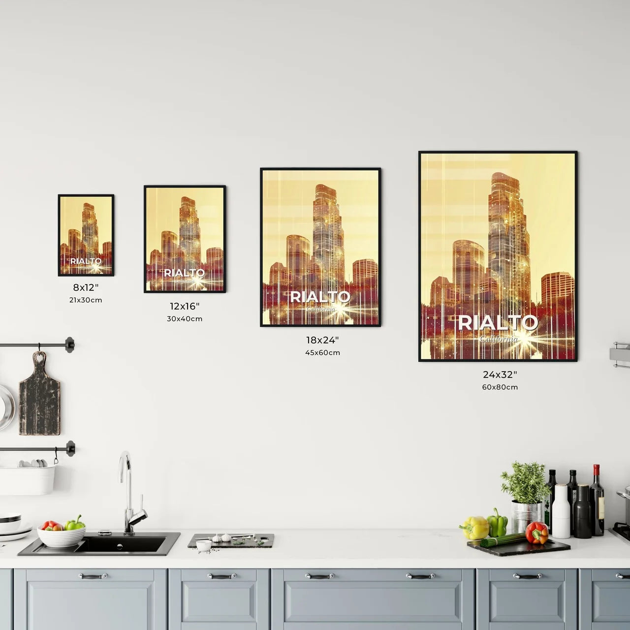 Rialto City Skyline Memories Composite Art Poster Office Art