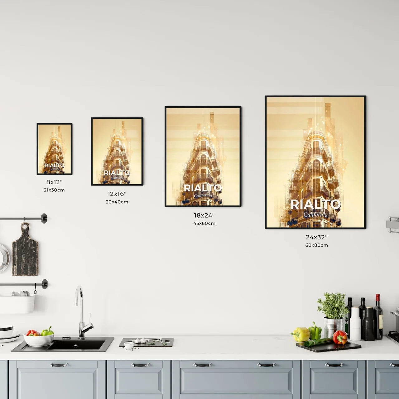 Rialto City Lights Poster Skyline Office Art