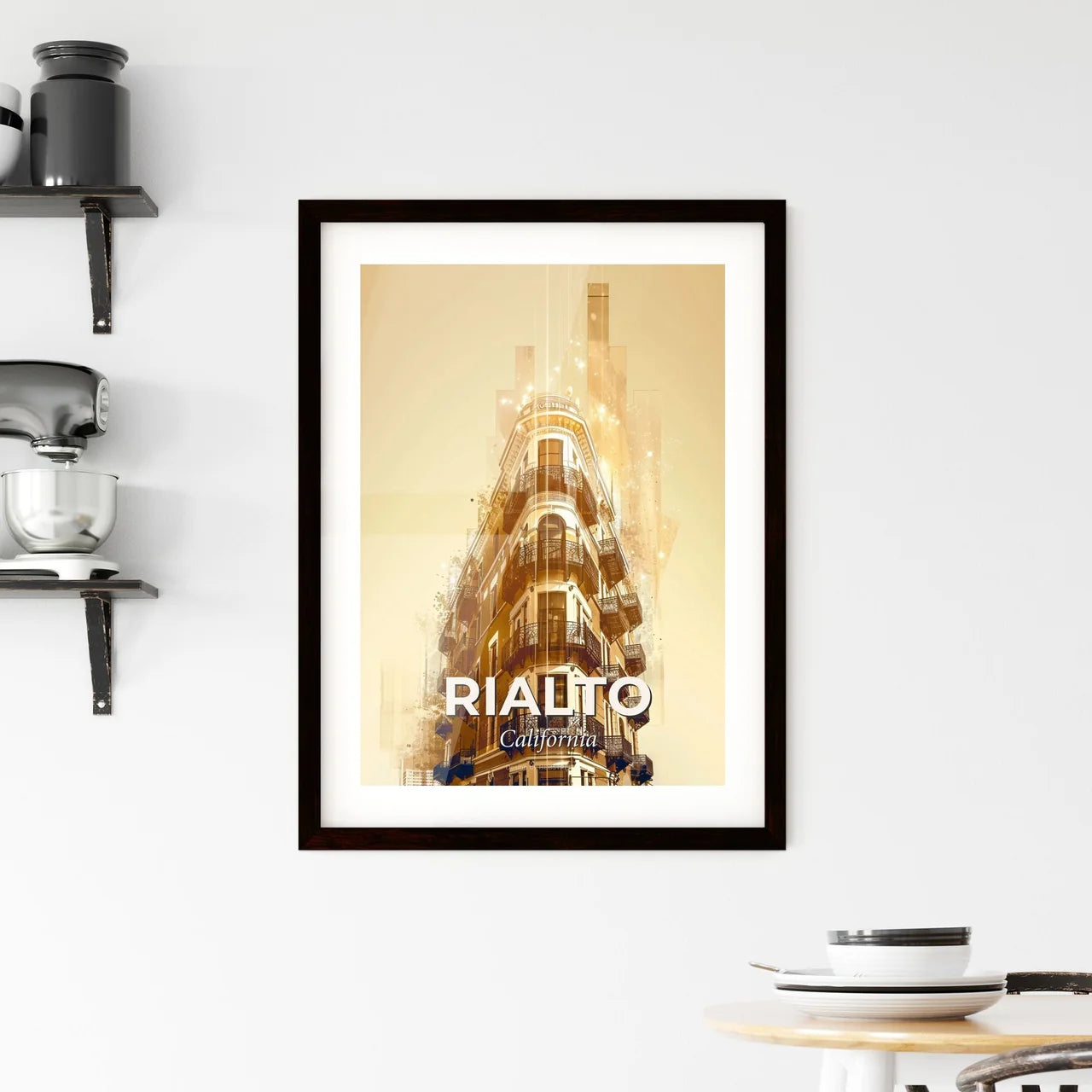 Rialto City Lights Poster Skyline Framed Print