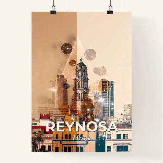 Reynosa City Gems Skyline Composite Art Poster