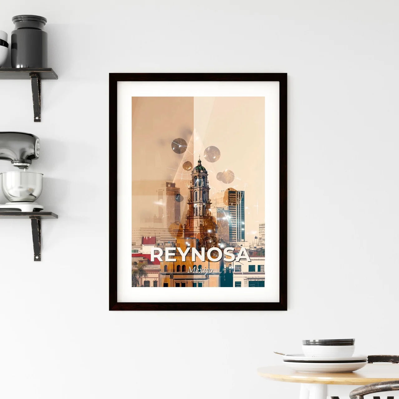 Reynosa City Gems Skyline Composite Art Framed Print