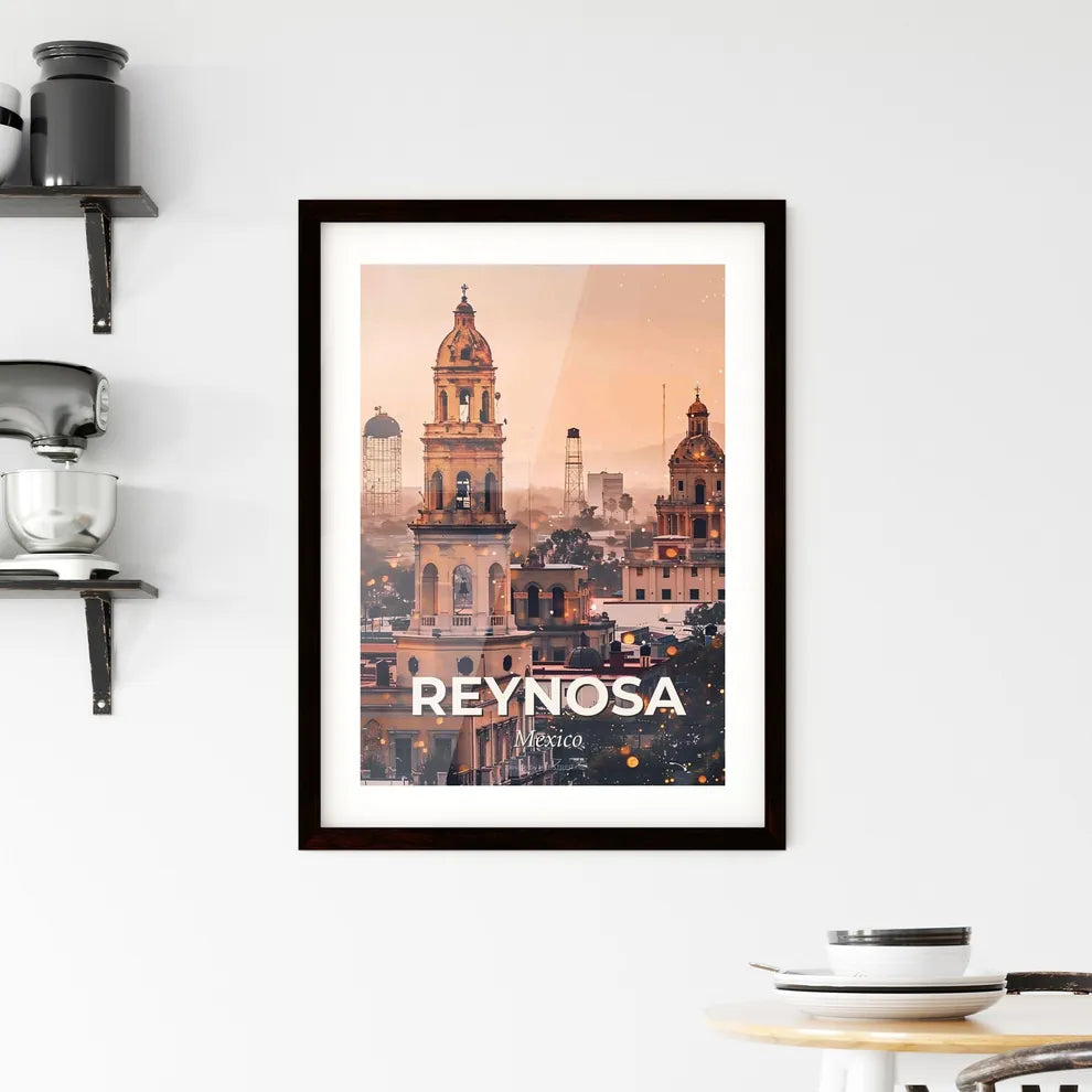 Reynosa City Double Exposure Poster Art Framed Print