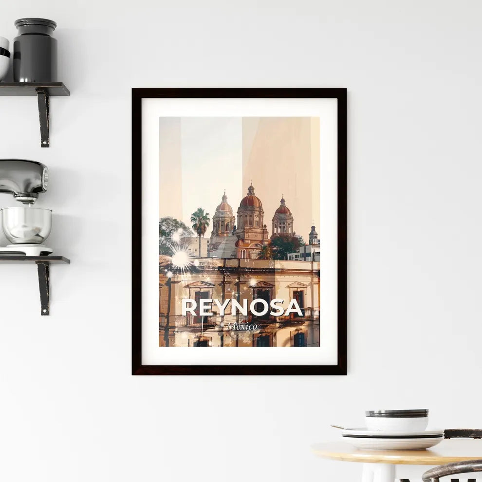 Reynosa Cityscape Double Exposure Skyline Poster Art Framed Print