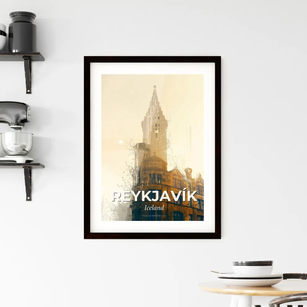 Reykjavík: Silhouetted Cityscape Sparkle Bonanza Framed Print
