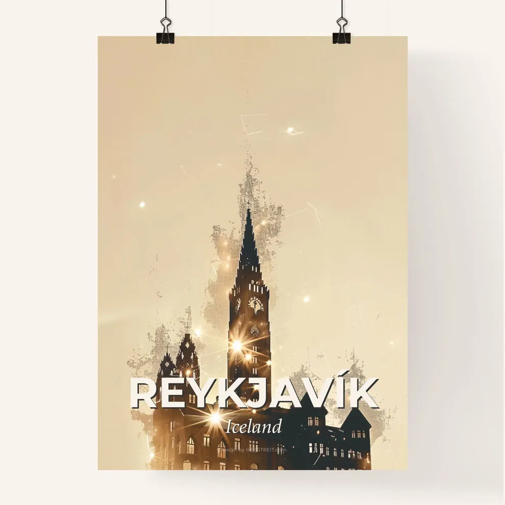 Reykjavík: City Silhouette in Double Exposure Poster