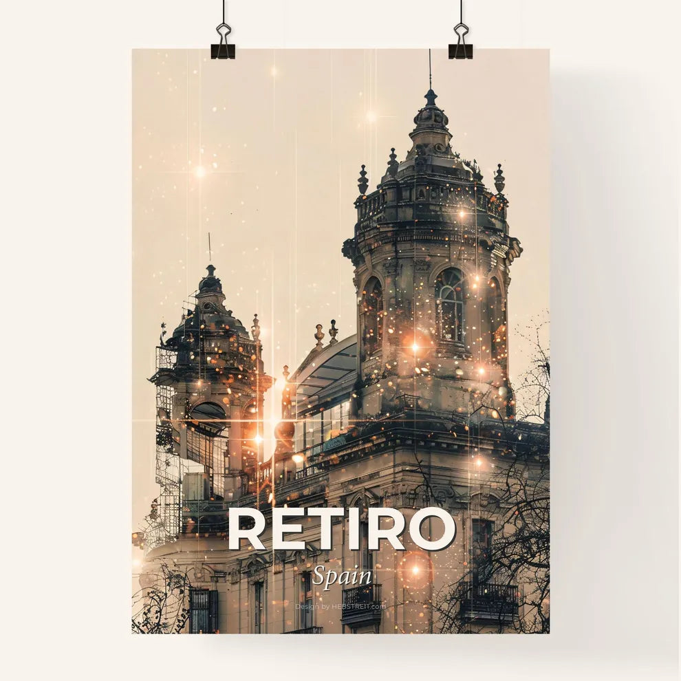 Retiro Spain Double Exposure Art City Skyline Poster Poster