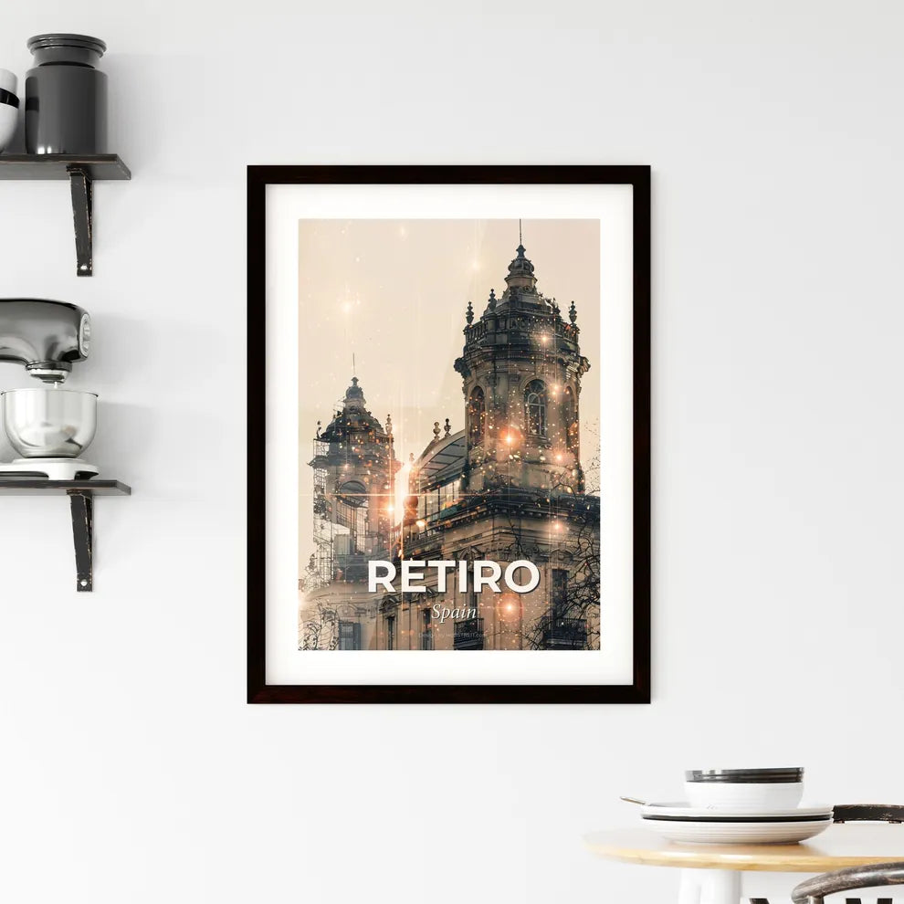 Retiro Spain Double Exposure Art City Skyline Poster Framed Print