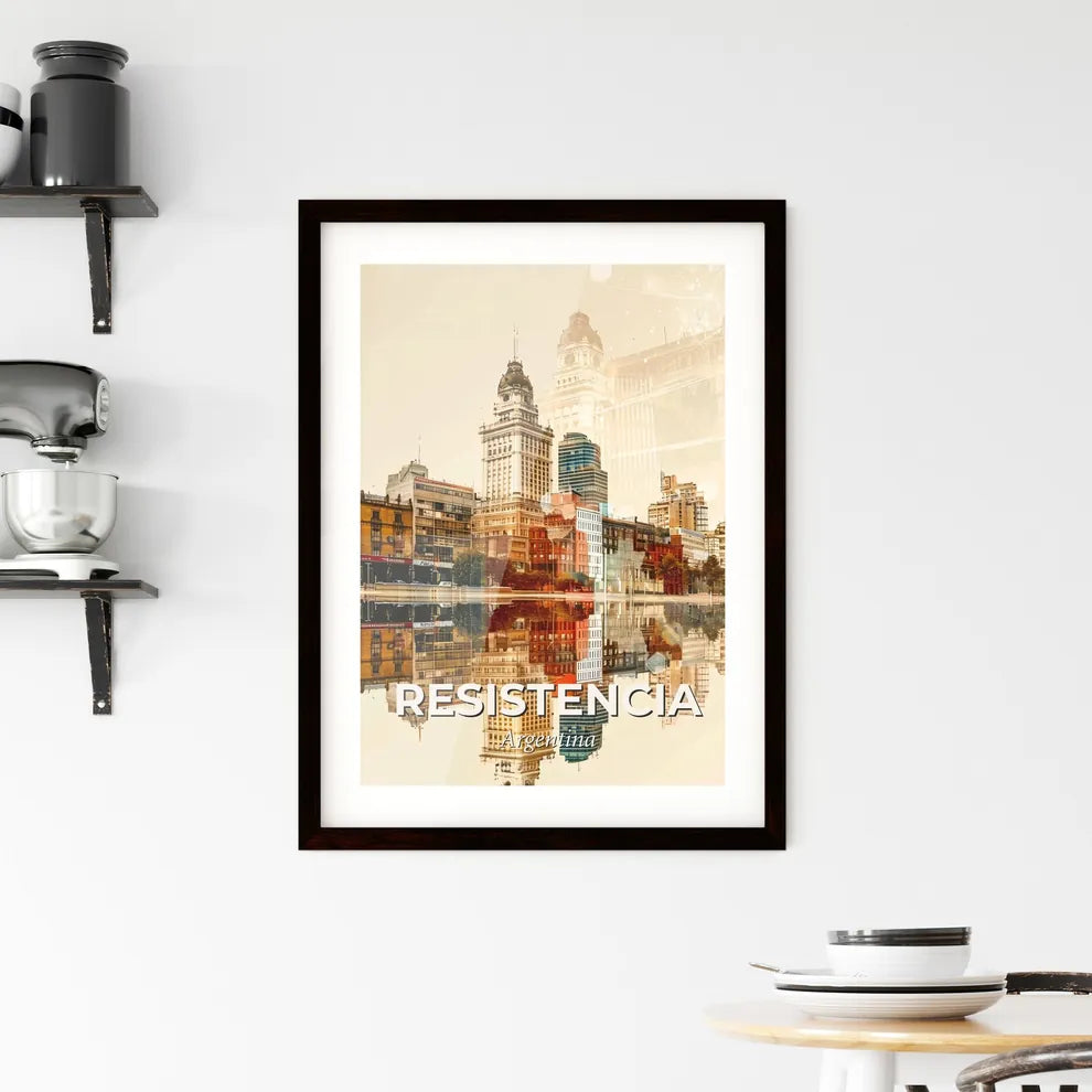Resistencia City Skyline Double Exposure Poster Art Framed Print
