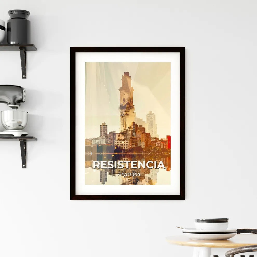 Resistencia City Double Exposure Sparkle Skyline Art Framed Print