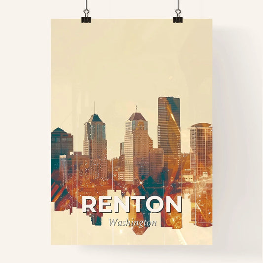 Renton: Skyline Icons Composite Double Exposure Skyline Art Poster Poster