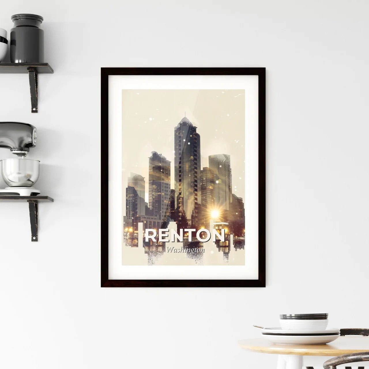 Renton City Skyline Double Composite Artwork Framed Print