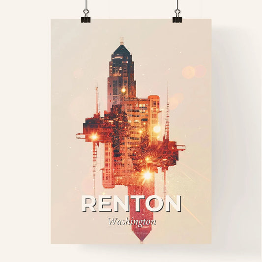 Renton City Skyline Composite Beige Poster Art Poster