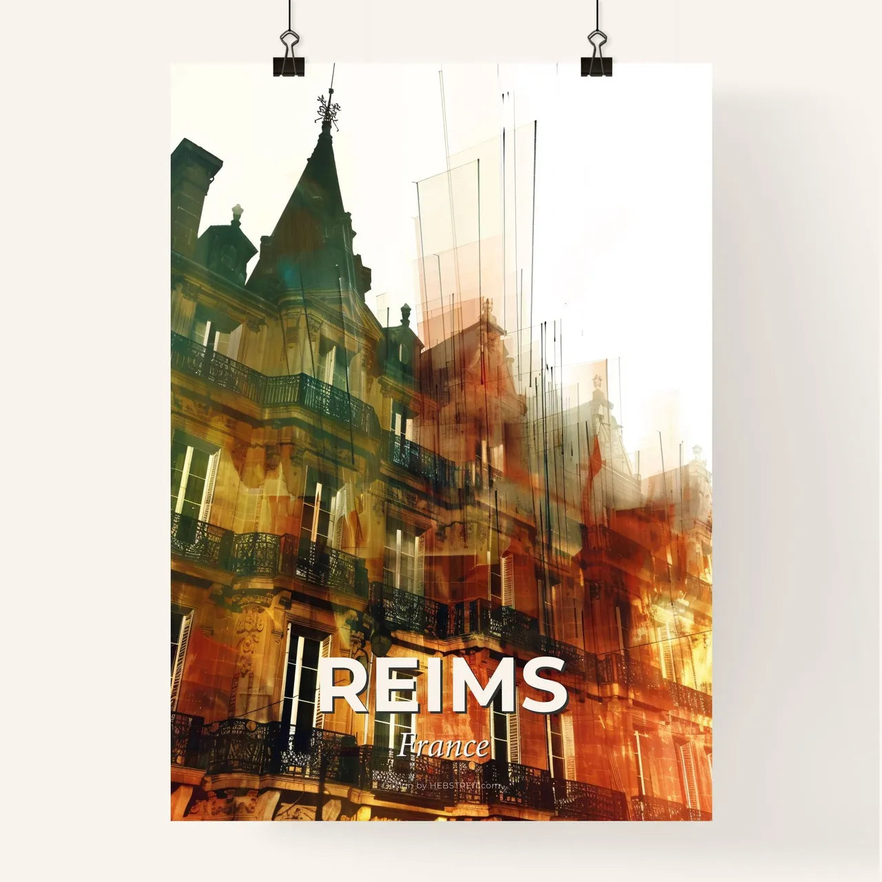 Reims France Modern Skyline Architectural Silhouette Poster