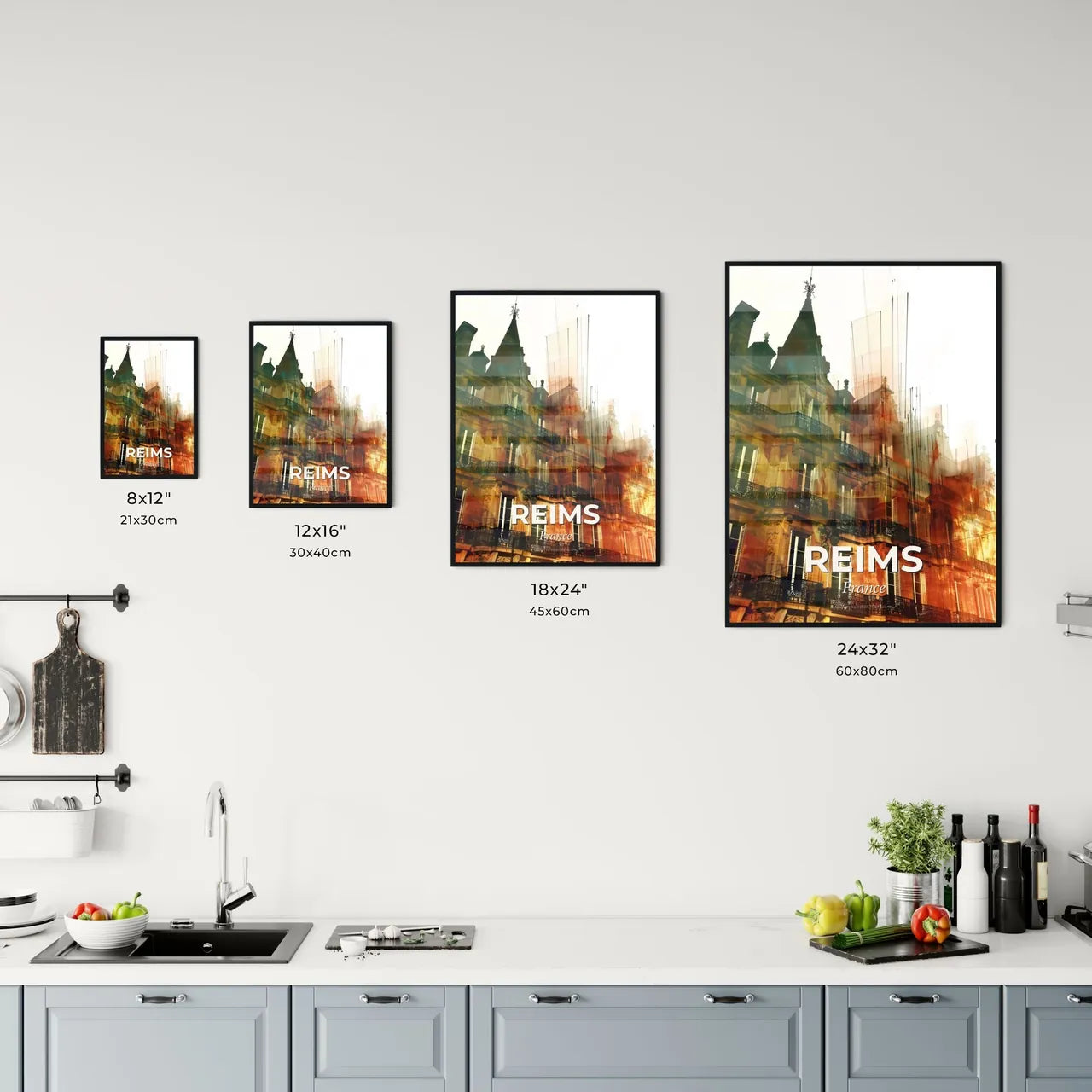 Reims France Modern Skyline Architectural Silhouette Office Art