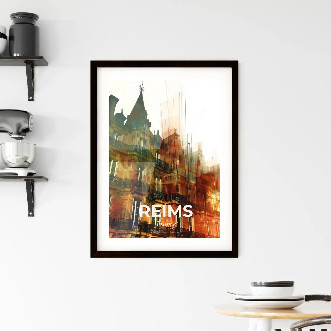 Reims France Modern Skyline Architectural Silhouette Framed Print