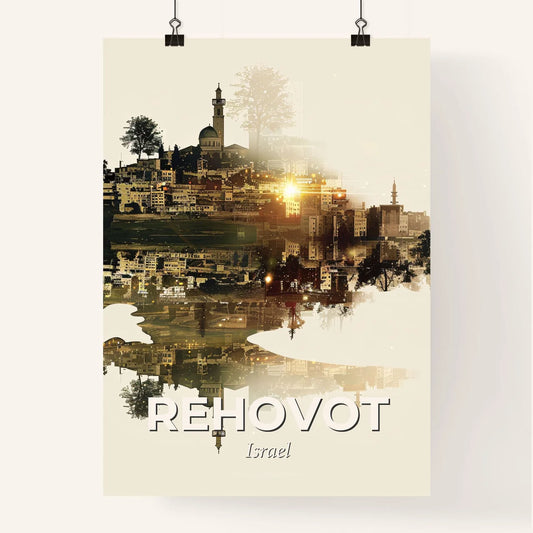 Rehovot Double Exposure Cityscape Skyline Poster Poster