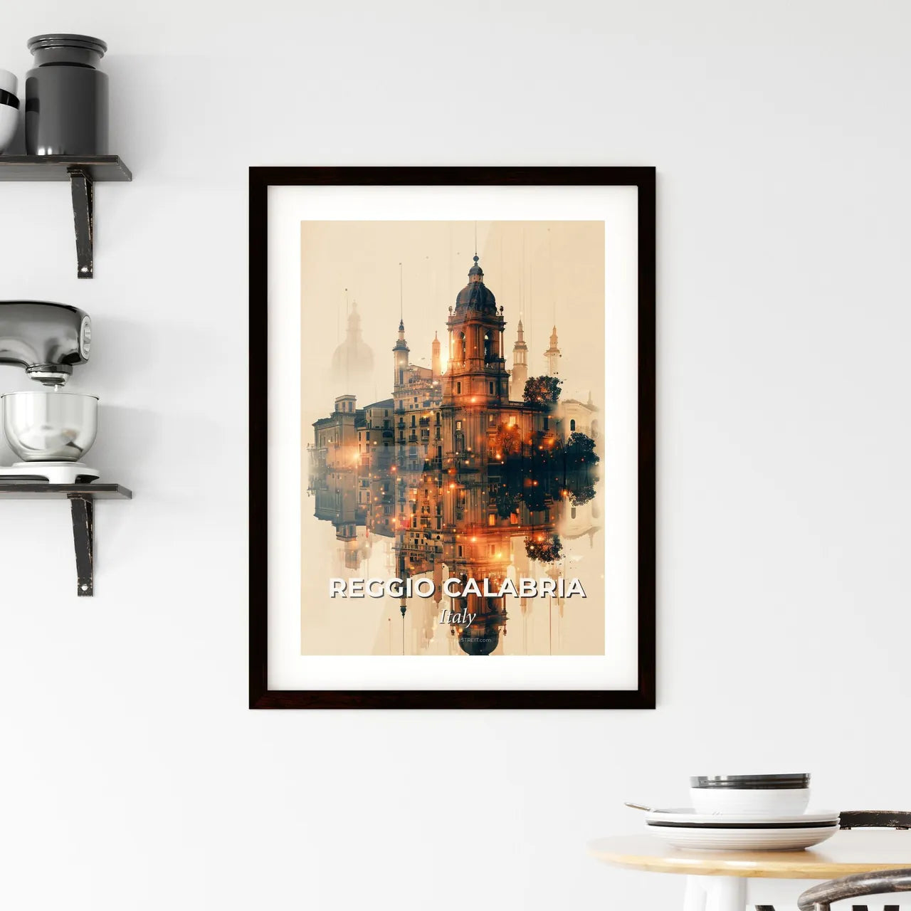 City Skyline Night Glam Italy Architecture Framed Print