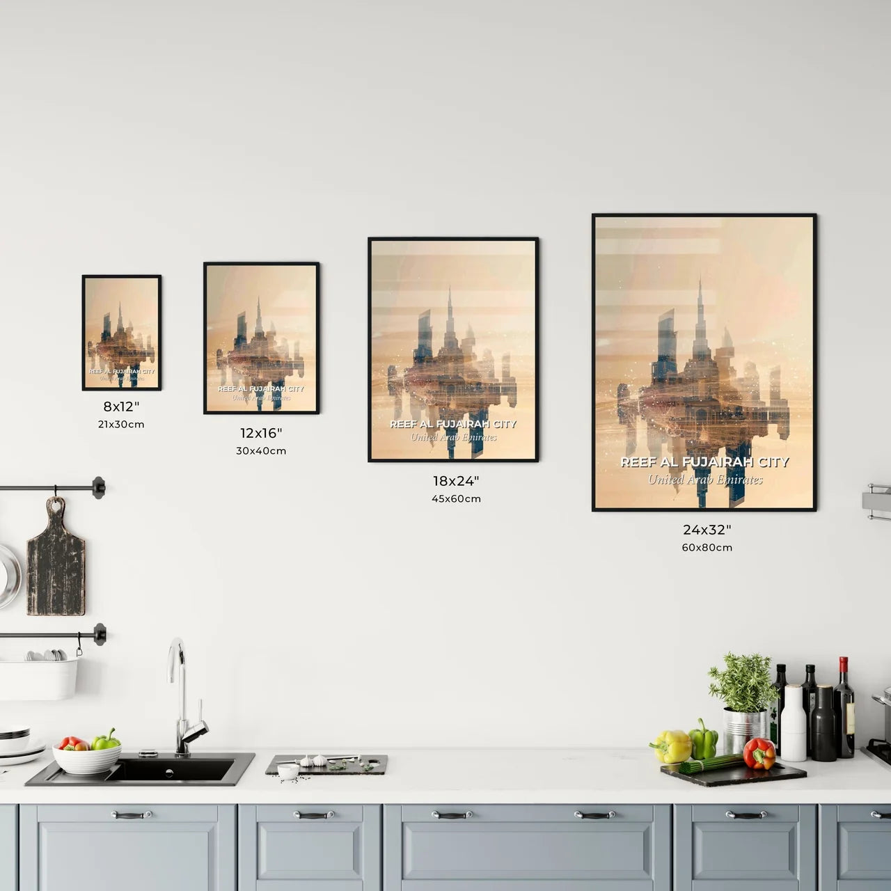 Reef Al Fujairah City Poster: Traditional Architecture and Modern Skyline Office Art