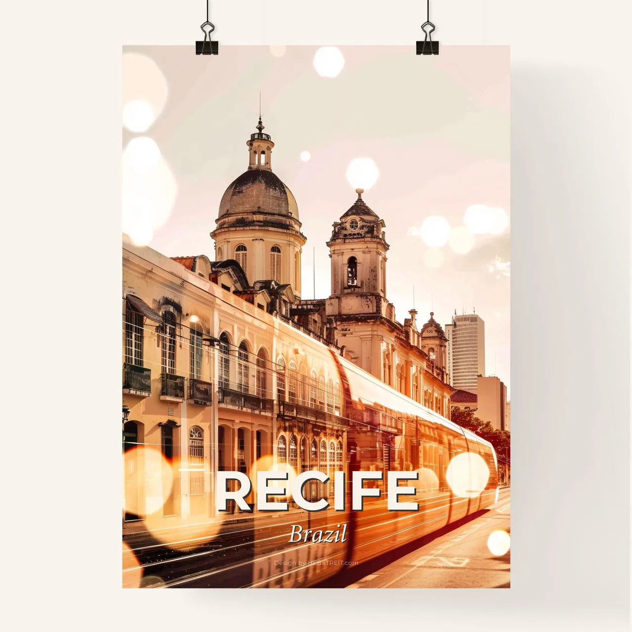 Recife City Skyline Double Exposure Composite Art Poster