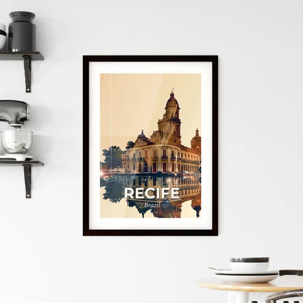 Recife Skyline Double Exposure Composite Art Poster Framed Print