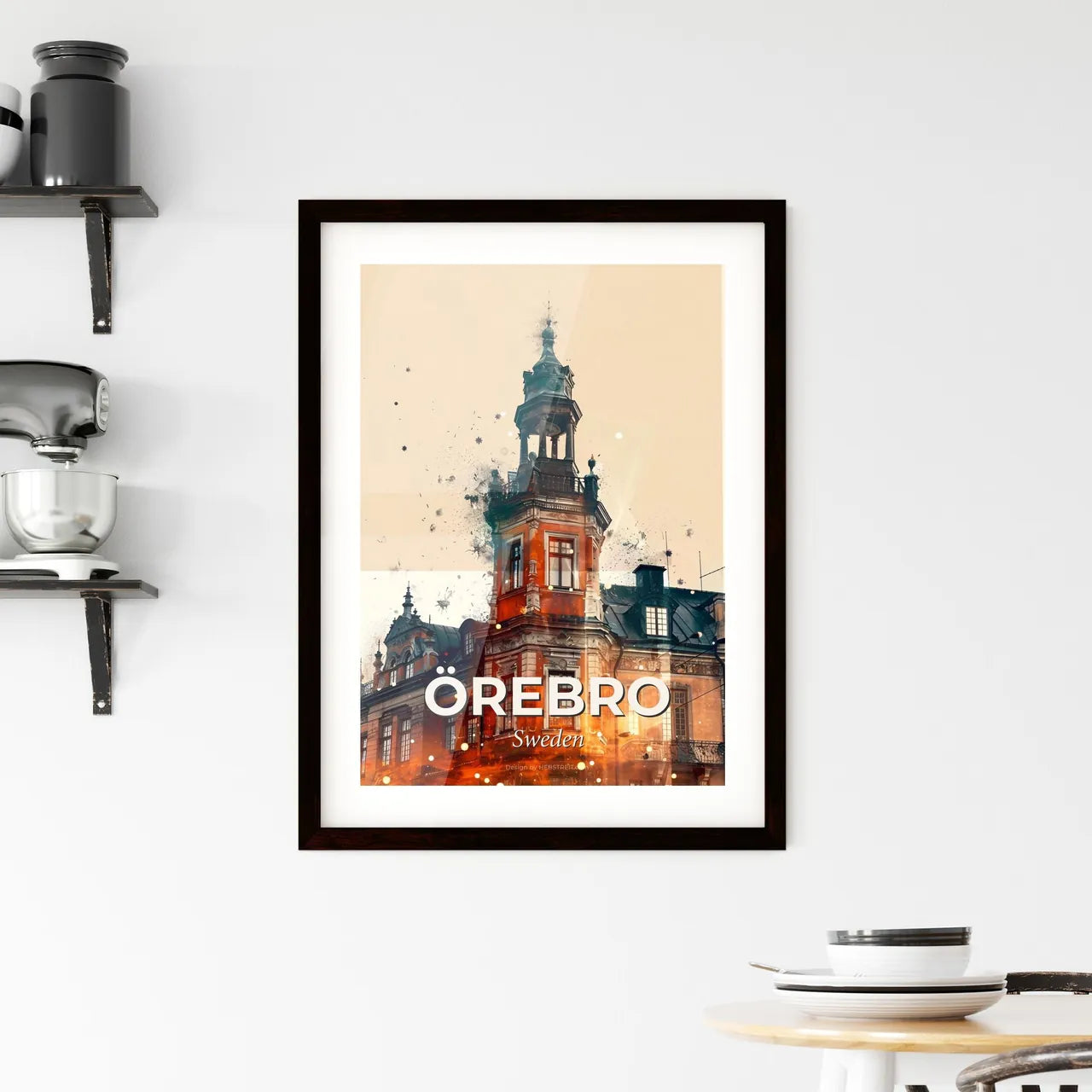 Örebro Cityscape Double Exposure Skyline Art Framed Print