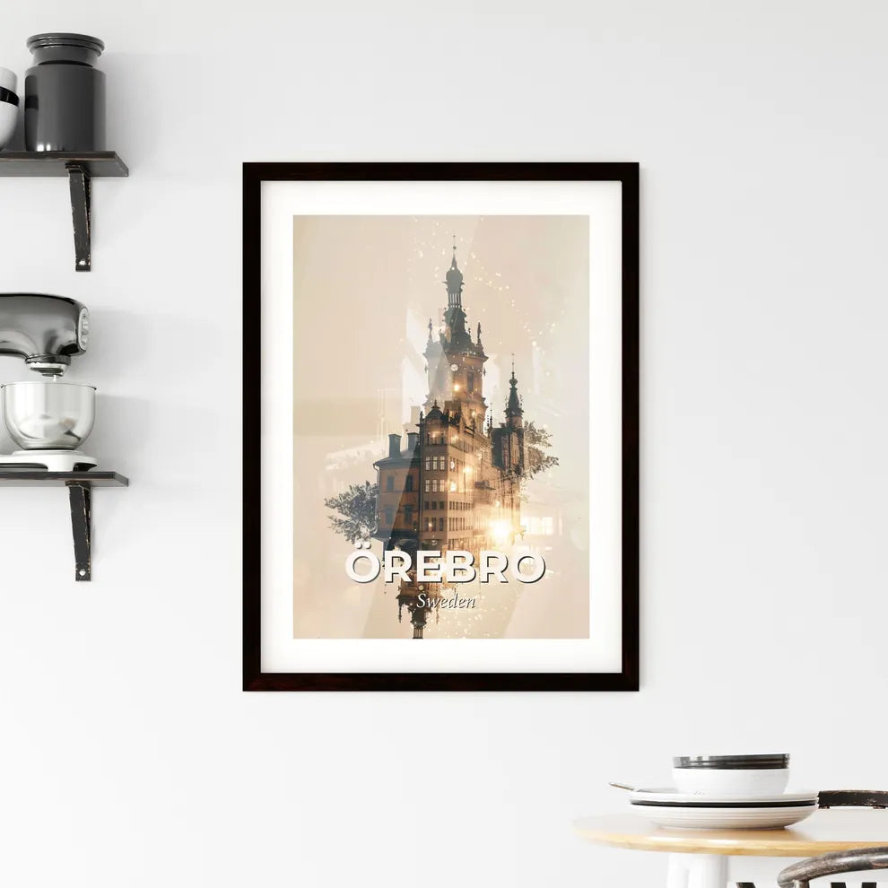 Örebro Skyline Composite Art City Poster Framed Print