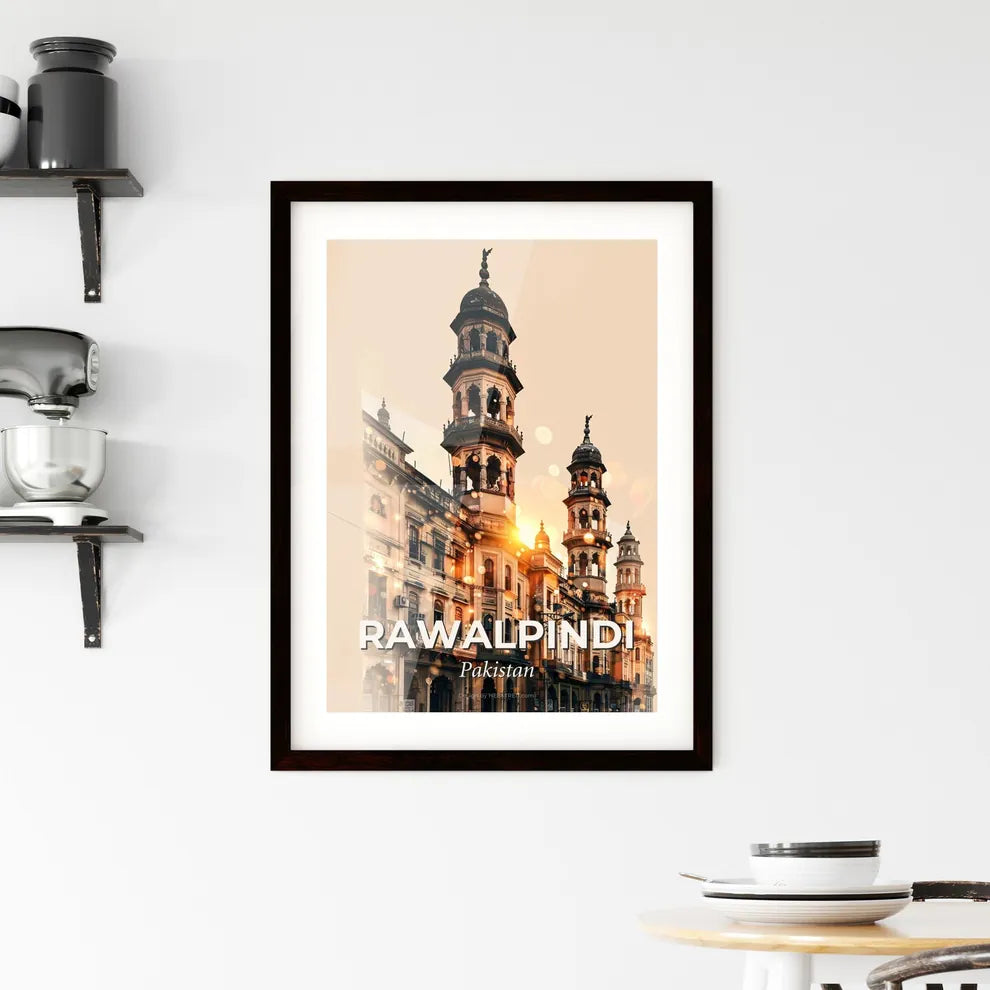 Rawalpindi Pakistan Skyline Night Glow Artwork Framed Print