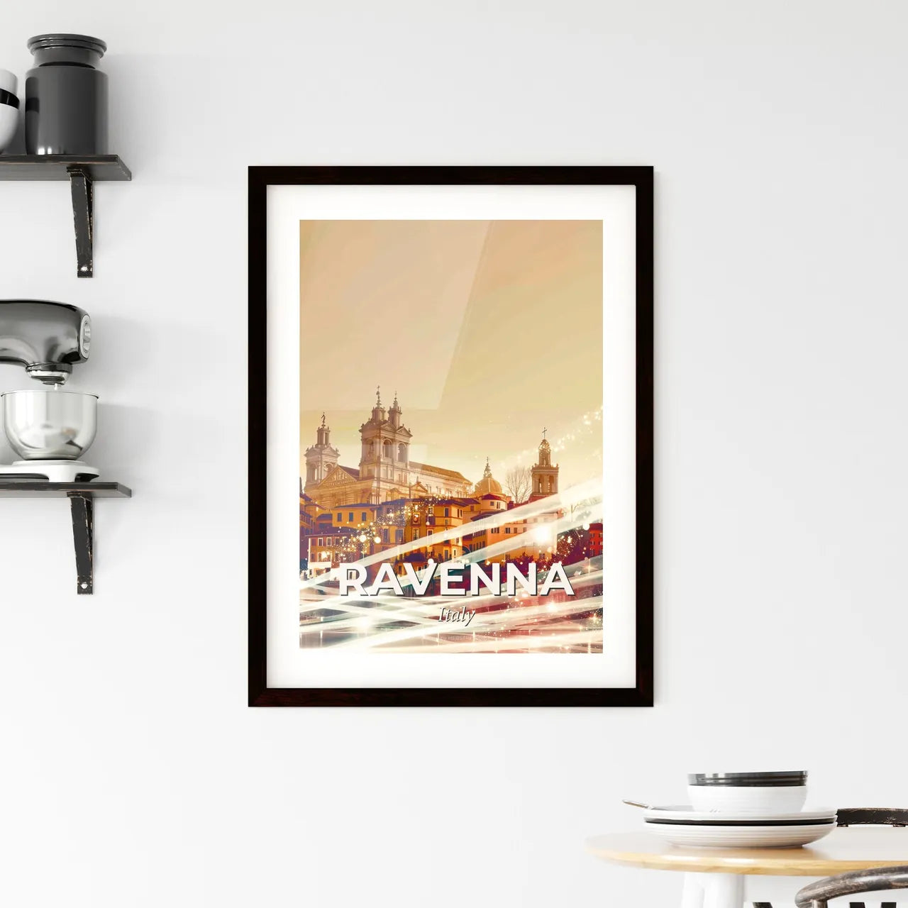 Ravennas Art Deco Architectural Skyline Cityscape Collage Framed Print