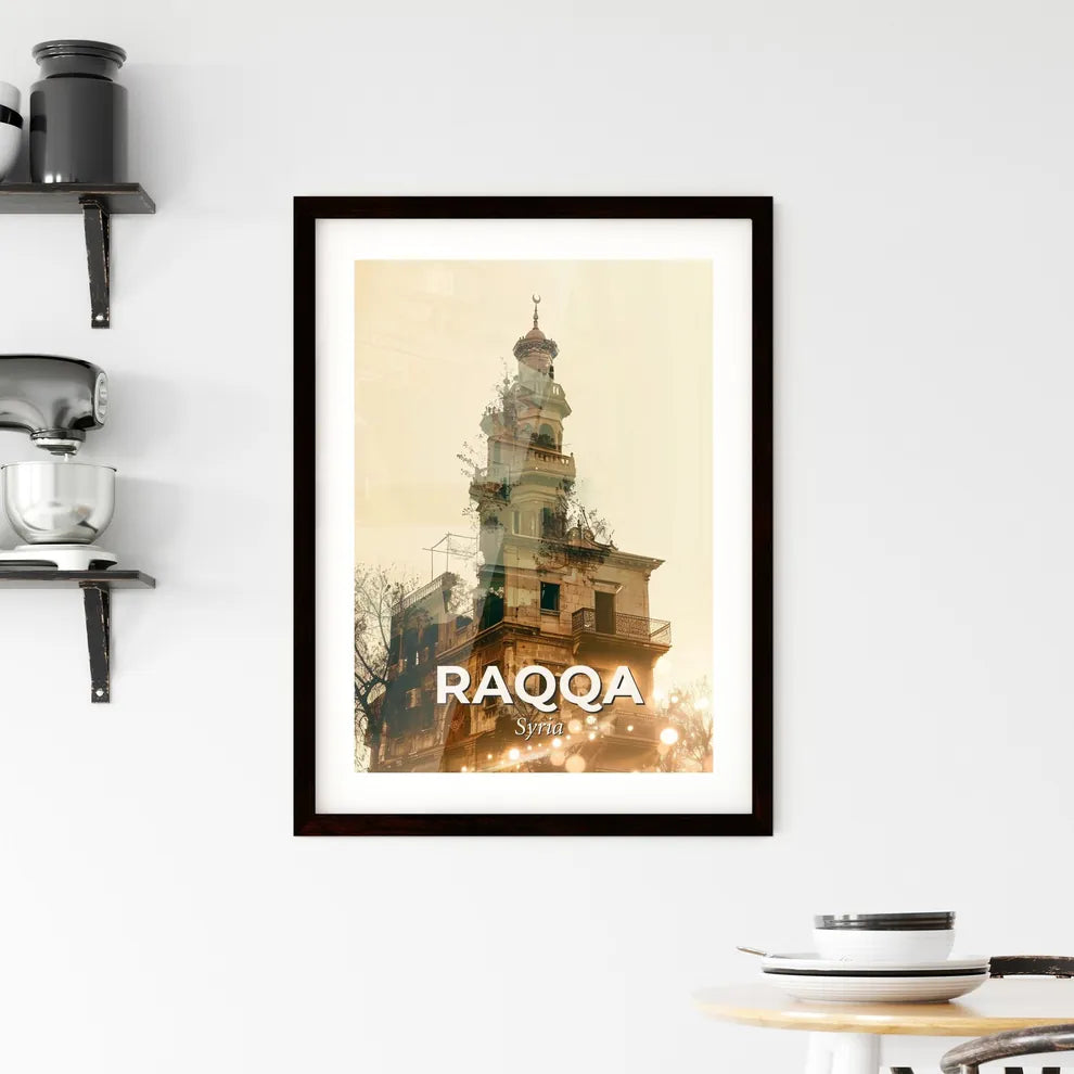 Raqqa City Skyline Iconic Art Double Exposure Framed Print